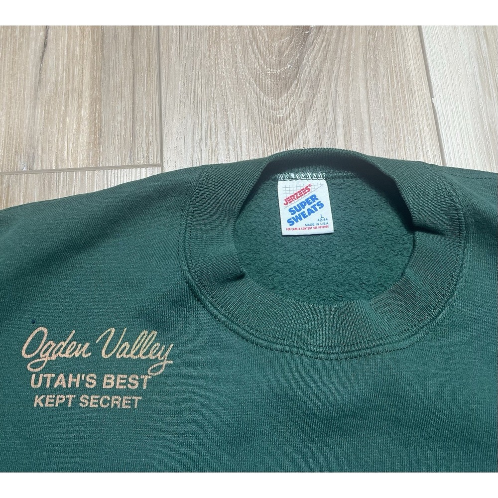 Wolfpack Double Side Green Sweatshirt Utah Ogden Valley - Vintage Size Large - Picture 2 of 13